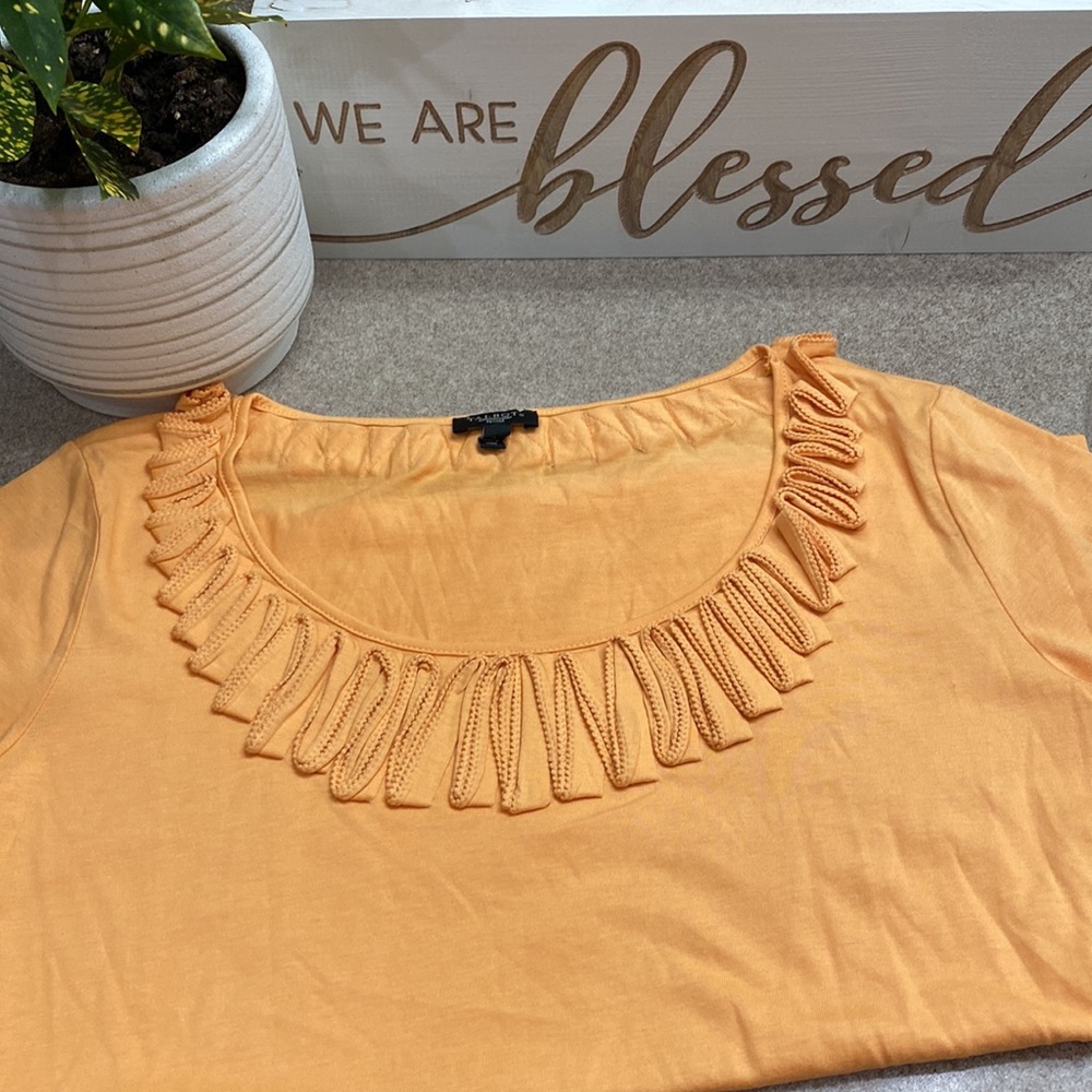 Talbots Cantaloupe Exaggerated Collar T-shirt Size LP